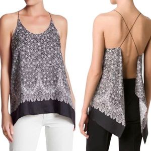 Helmut Lang Persian Silk  Floral Cross-Back Tank NWT